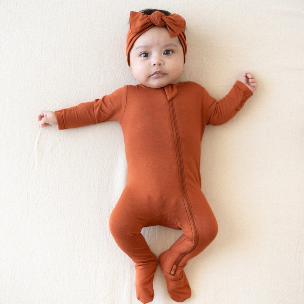 Kyte BABY Zippered Footie in Rust (earthy orange-brown) Color - Picture 7 of 7